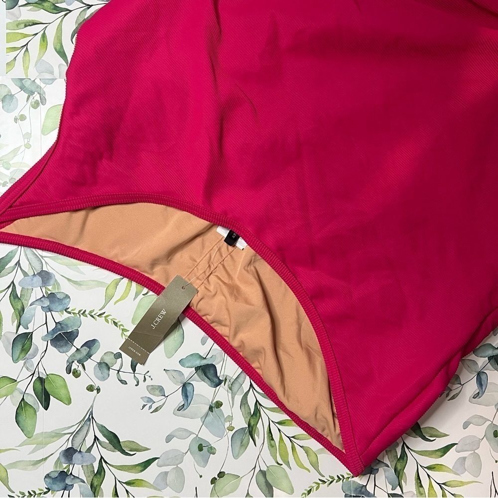 nwt J Crew one shoulder ribbed swimsuit in pink size 18 - Picture 8 of 9